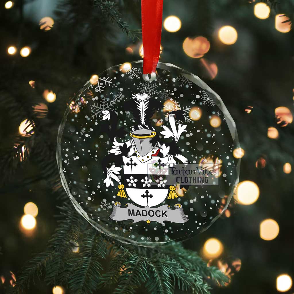 Madock Irish Clan Christmas Glass Ornament with Coat of Arms - 2D-tartanvibesclothing