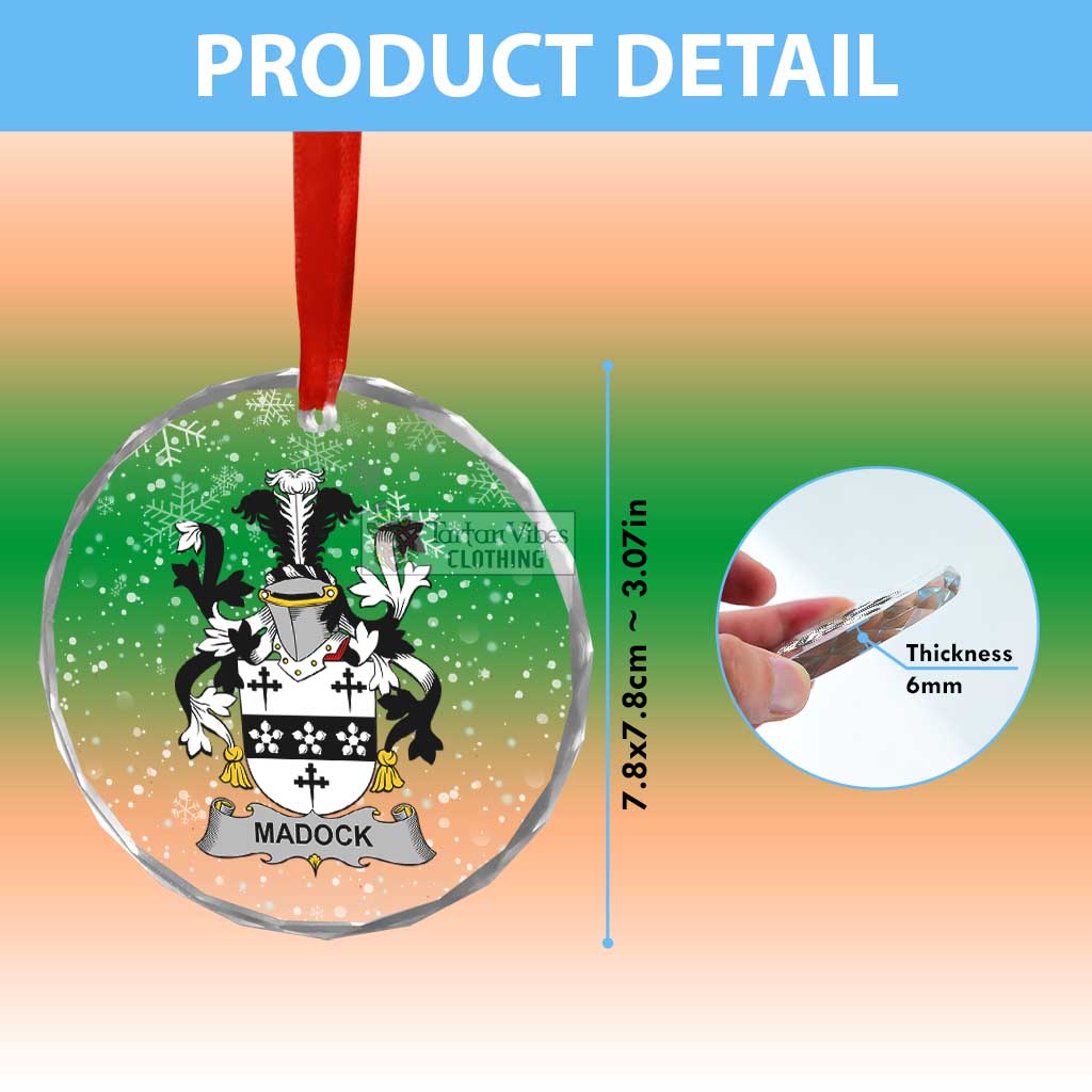 Madock Irish Clan Christmas Glass Ornament with Coat of Arms - 2D-tartanvibesclothing