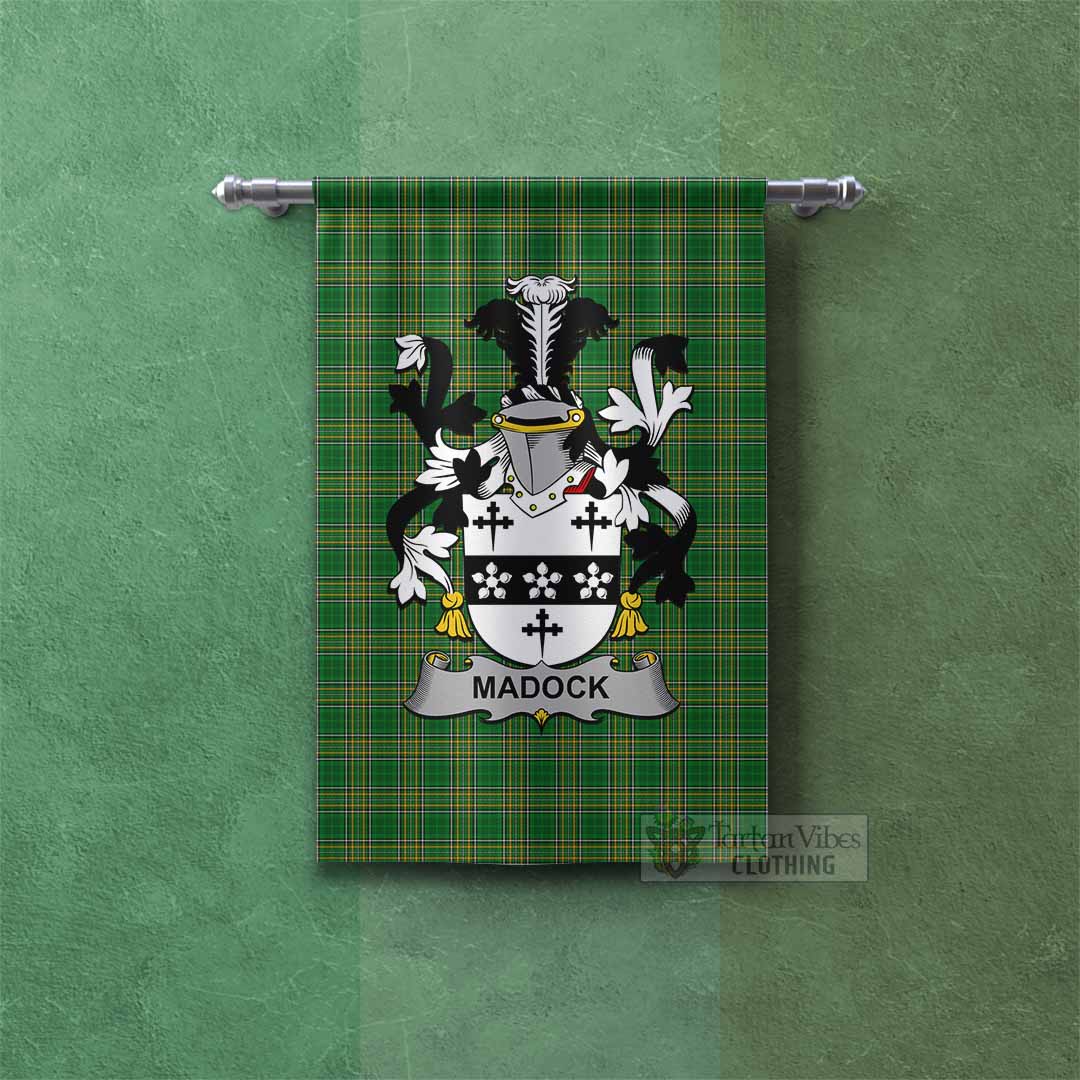 Tartan Vibes Clothing Madock Irish Clan Tartan Gonfalon, Tartan Banner with Coat of Arms