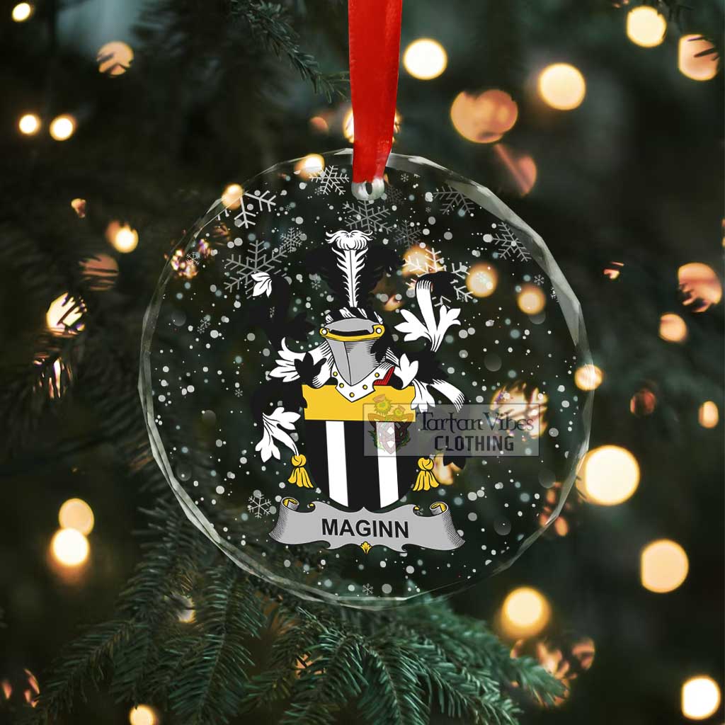 Maginn Irish Clan Christmas Glass Ornament with Coat of Arms - 2D-tartanvibesclothing