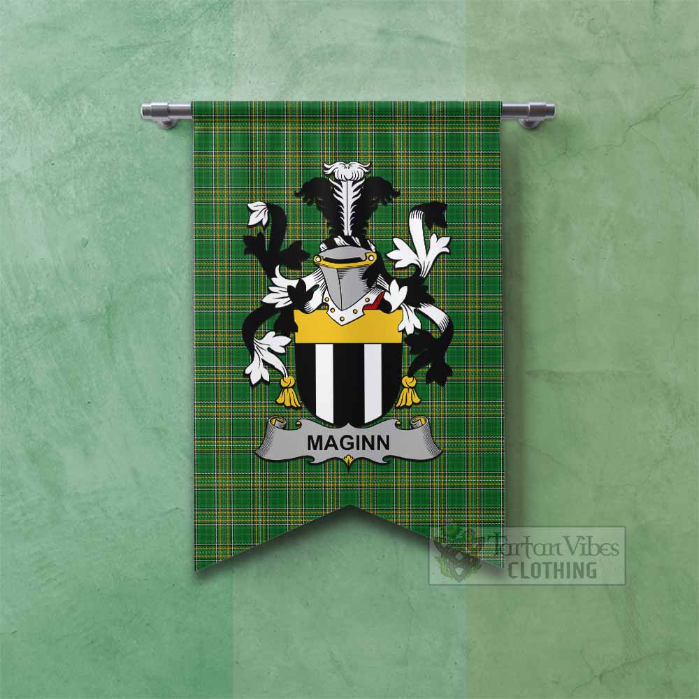 Tartan Vibes Clothing Maginn Irish Clan Tartan Gonfalon, Tartan Banner with Coat of Arms