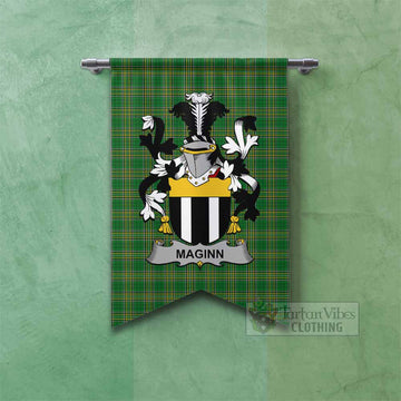 Maginn Irish Clan Tartan Gonfalon, Tartan Banner with Coat of Arms