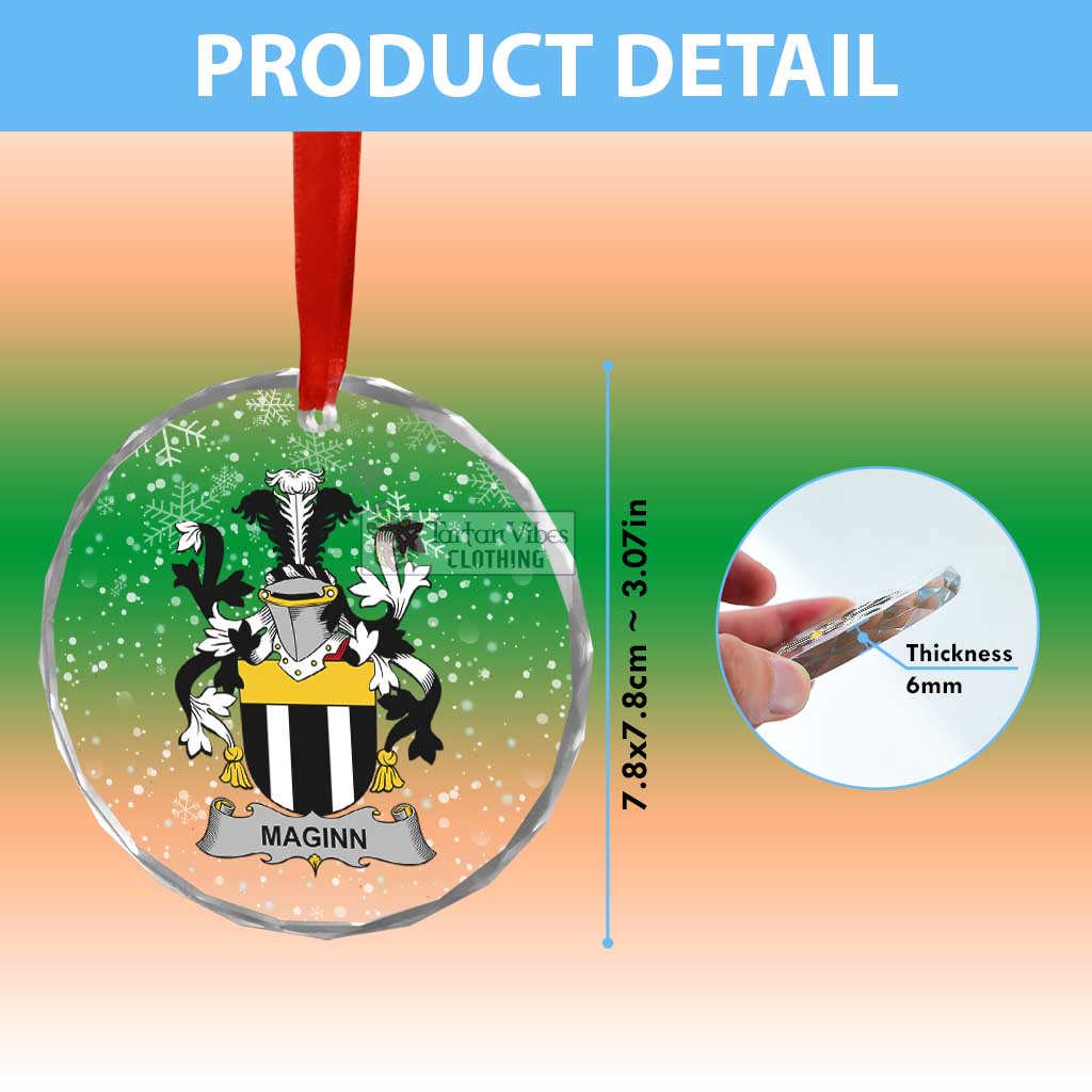 Maginn Irish Clan Christmas Glass Ornament with Coat of Arms - 2D-tartanvibesclothing