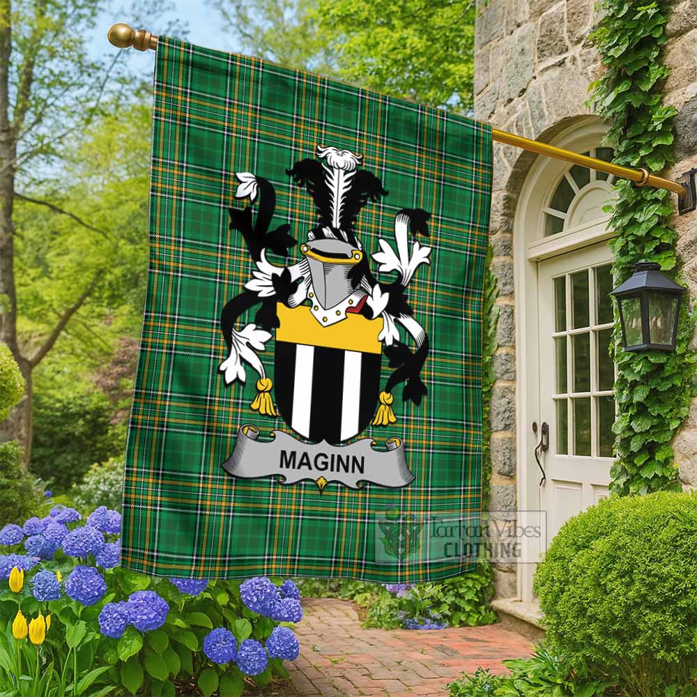 Maginn Irish Clan Tartan Flag with Coat of Arms