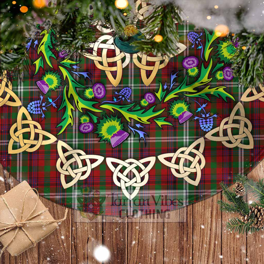 Tartan Vibes Clothing Maguire Tartan Christmas Tree Skirt with Thistle Celtic Knot Style