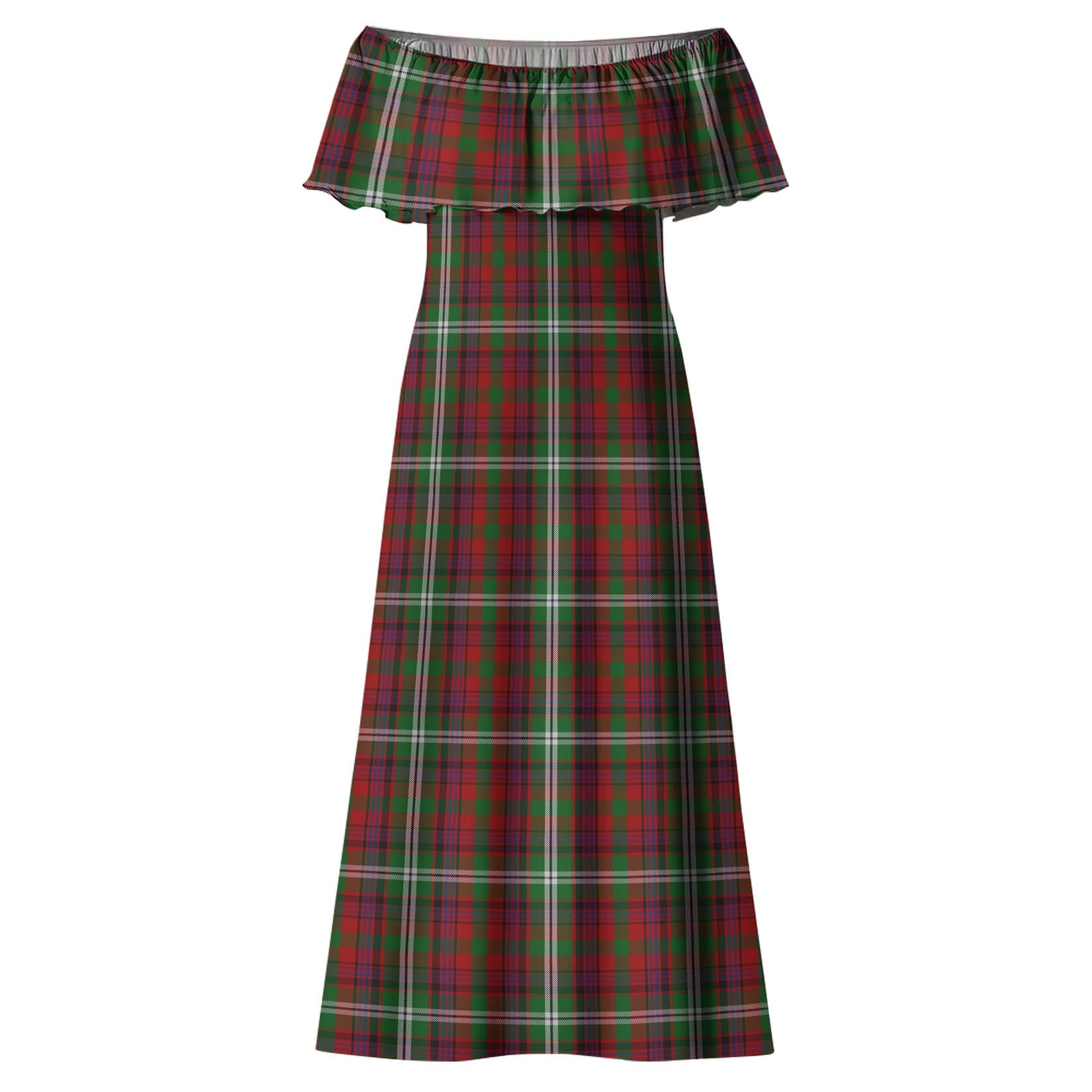 McGuire Tartan Off Shoulder Long Dress - Tartan Vibes Clothing