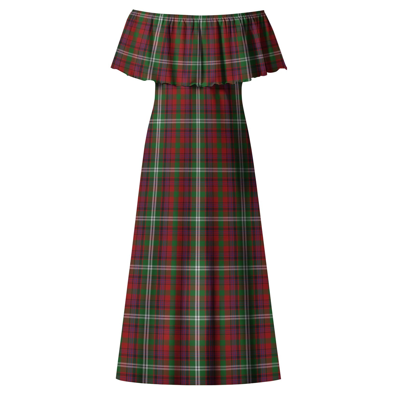 McGuire Tartan Off Shoulder Long Dress - Tartan Vibes Clothing