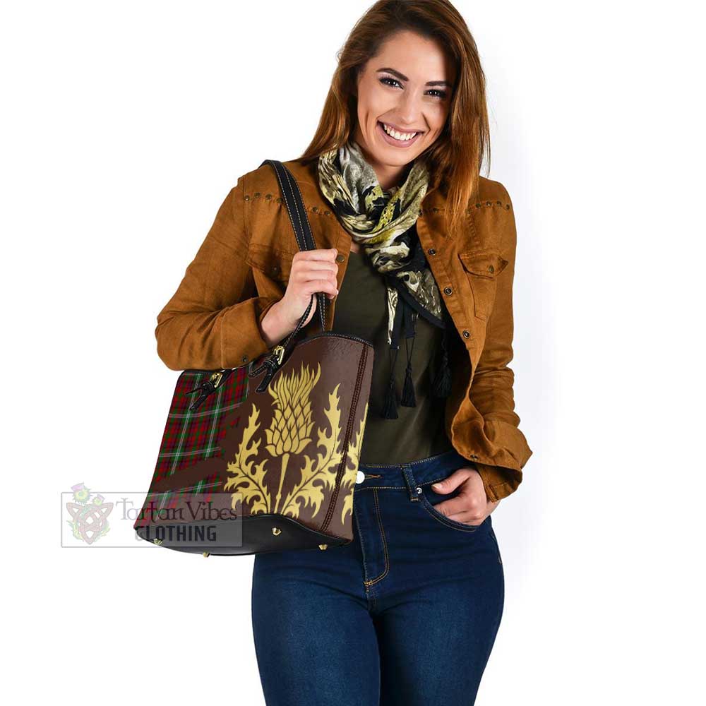 Maguire Tartan Leather Tote Bag Gold Thistle Style - Tartan Vibes Clothing
