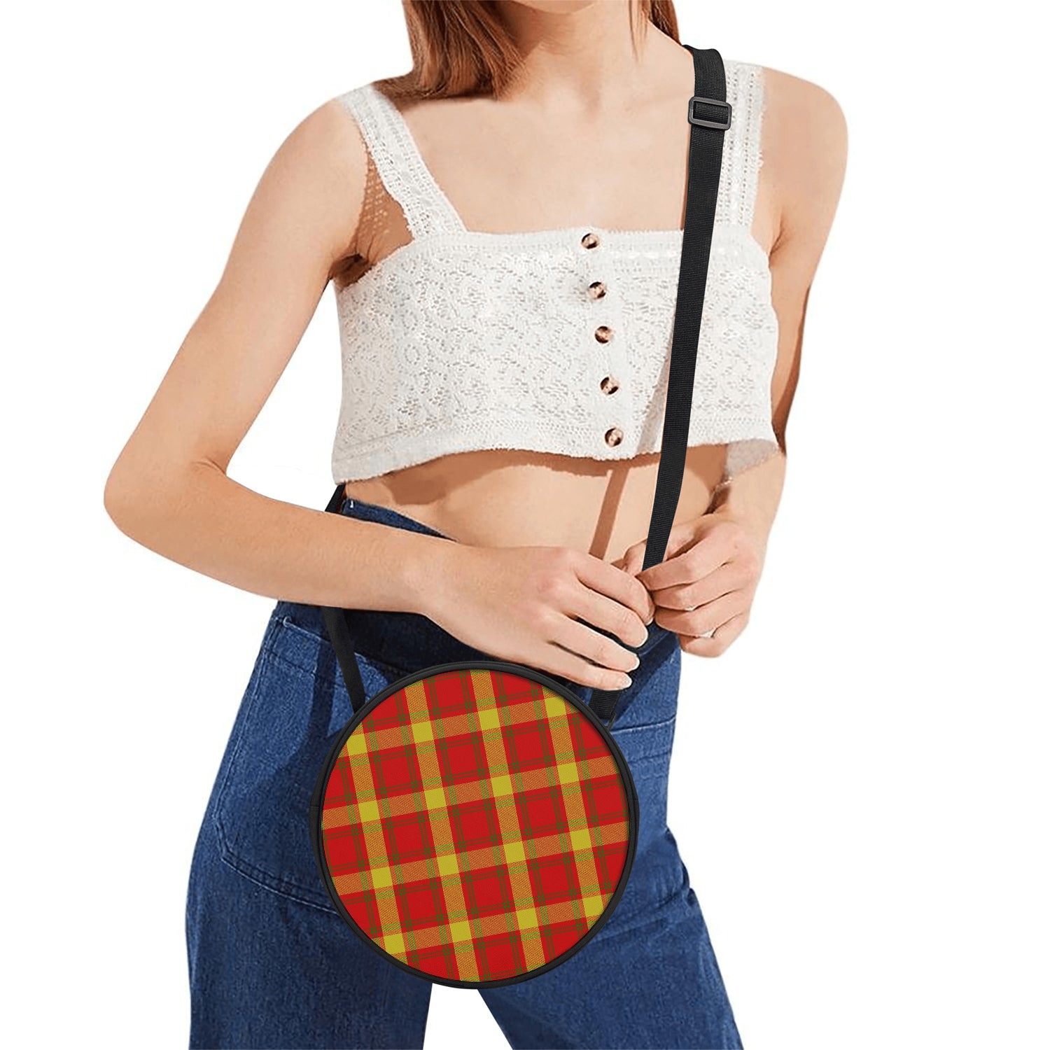 McGuire Modern Tartan Round Satchel Bags One Size 9*9*2.7 inch - Tartan Vibes Clothing
