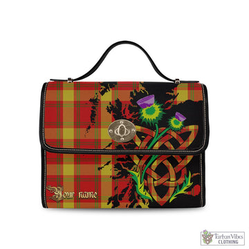 Maguire Modern Tartan Waterproof Canvas Bag with Scotland Map and Thistle Celtic Accents