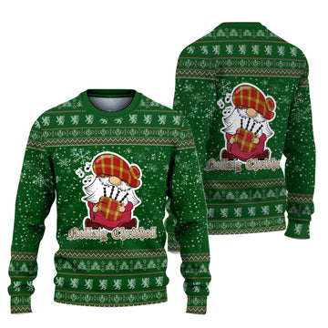 Maguire Modern Clan Christmas Family Knitted Sweater with Funny Gnome Playing Bagpipes