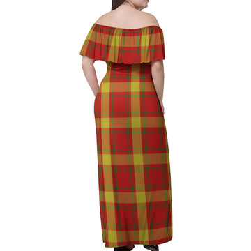 Maguire Modern Tartan Off Shoulder Long Dress