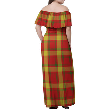McGuire Modern Tartan Off Shoulder Long Dress - Tartan Vibes Clothing