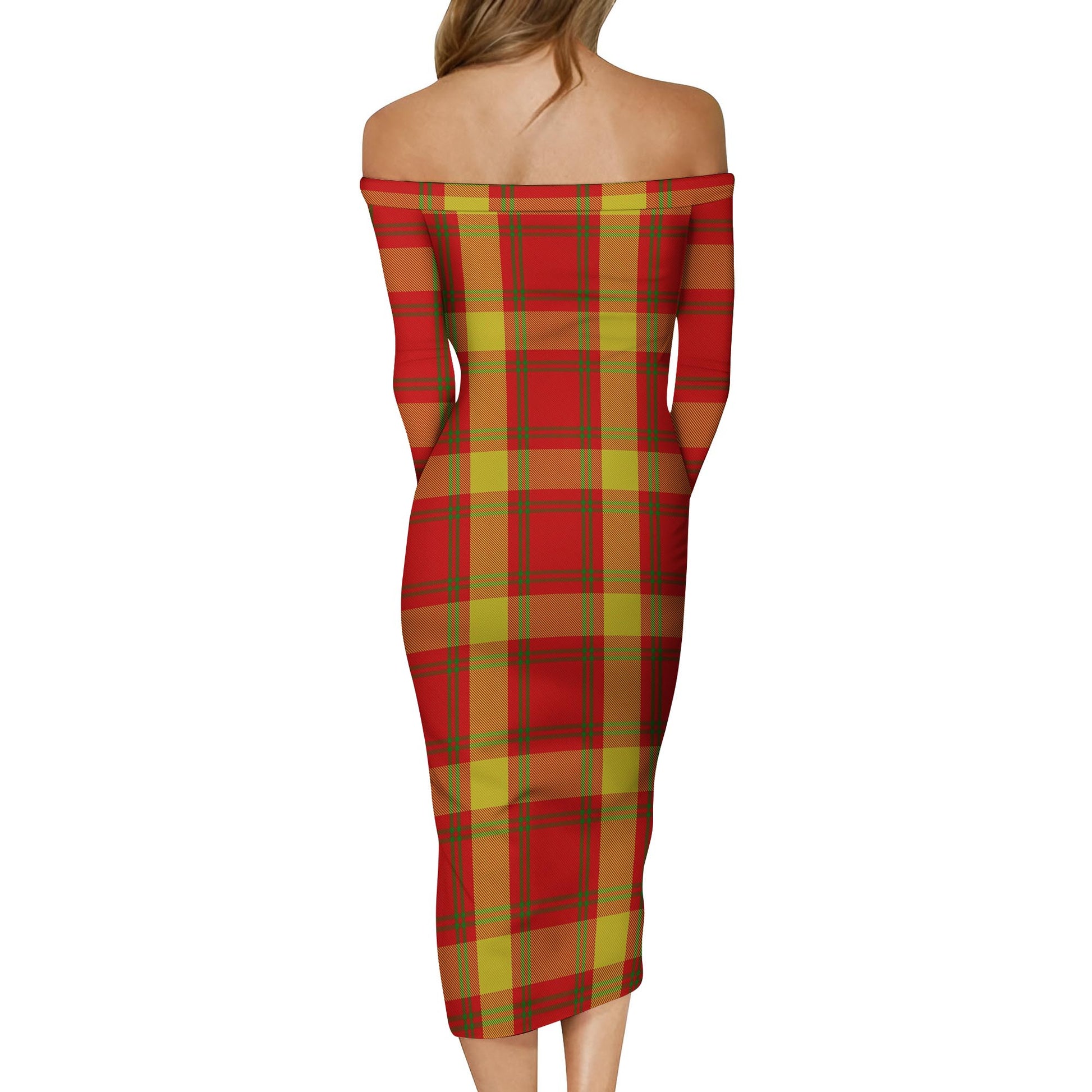 McGuire Modern Tartan Off Shoulder Lady Dress - Tartan Vibes Clothing