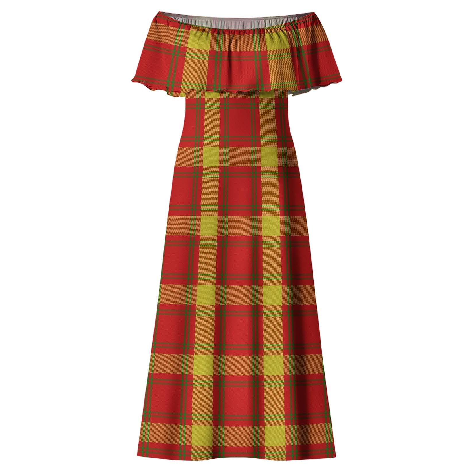 McGuire Modern Tartan Off Shoulder Long Dress - Tartan Vibes Clothing