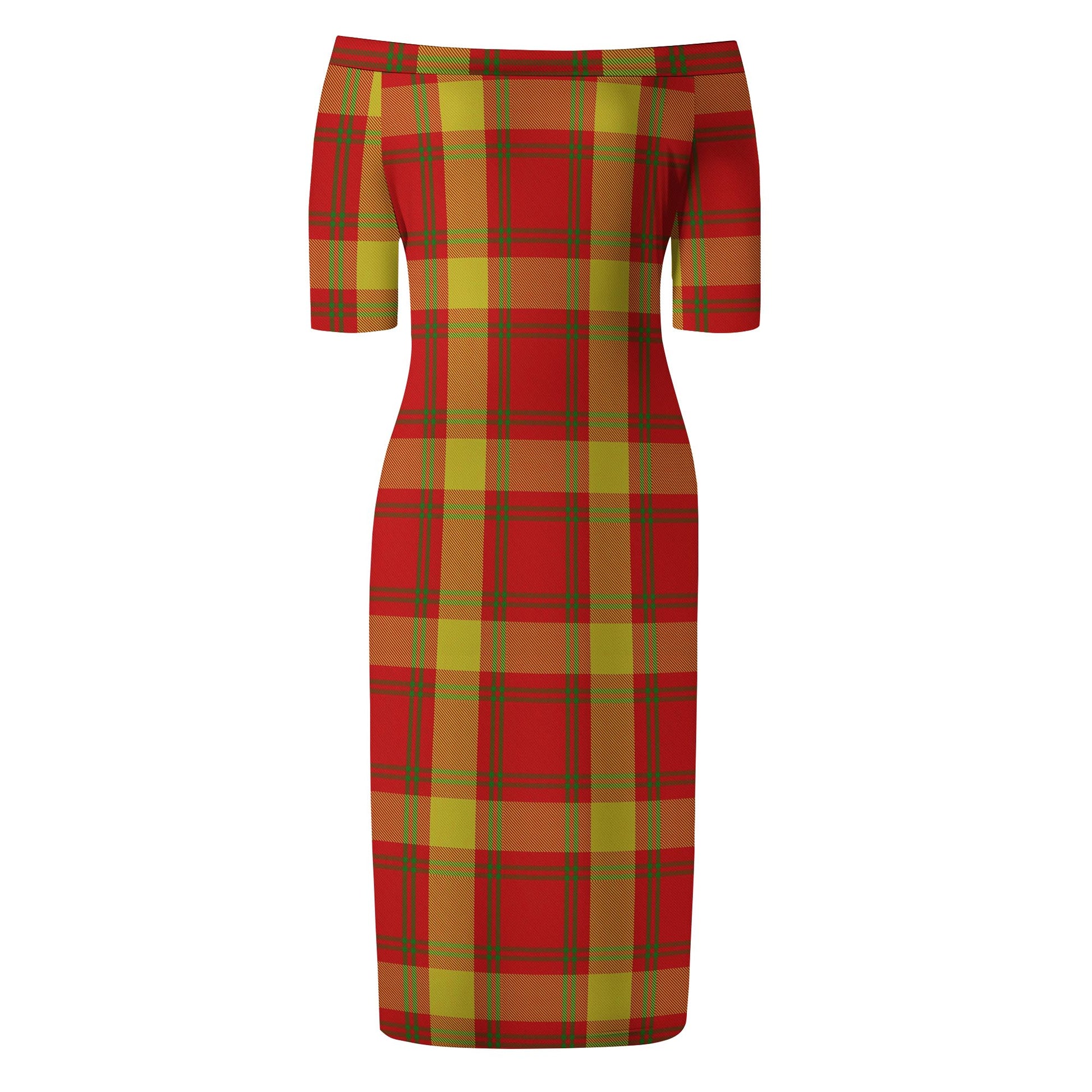 McGuire Modern Tartan Off Shoulder Lady Dress - Tartan Vibes Clothing