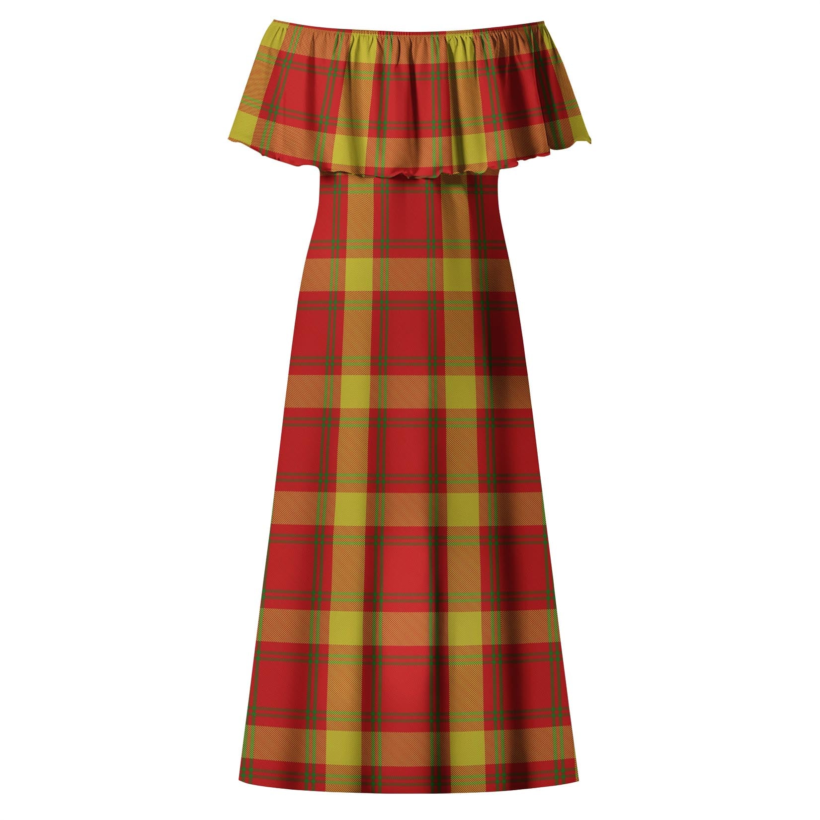 McGuire Modern Tartan Off Shoulder Long Dress - Tartan Vibes Clothing