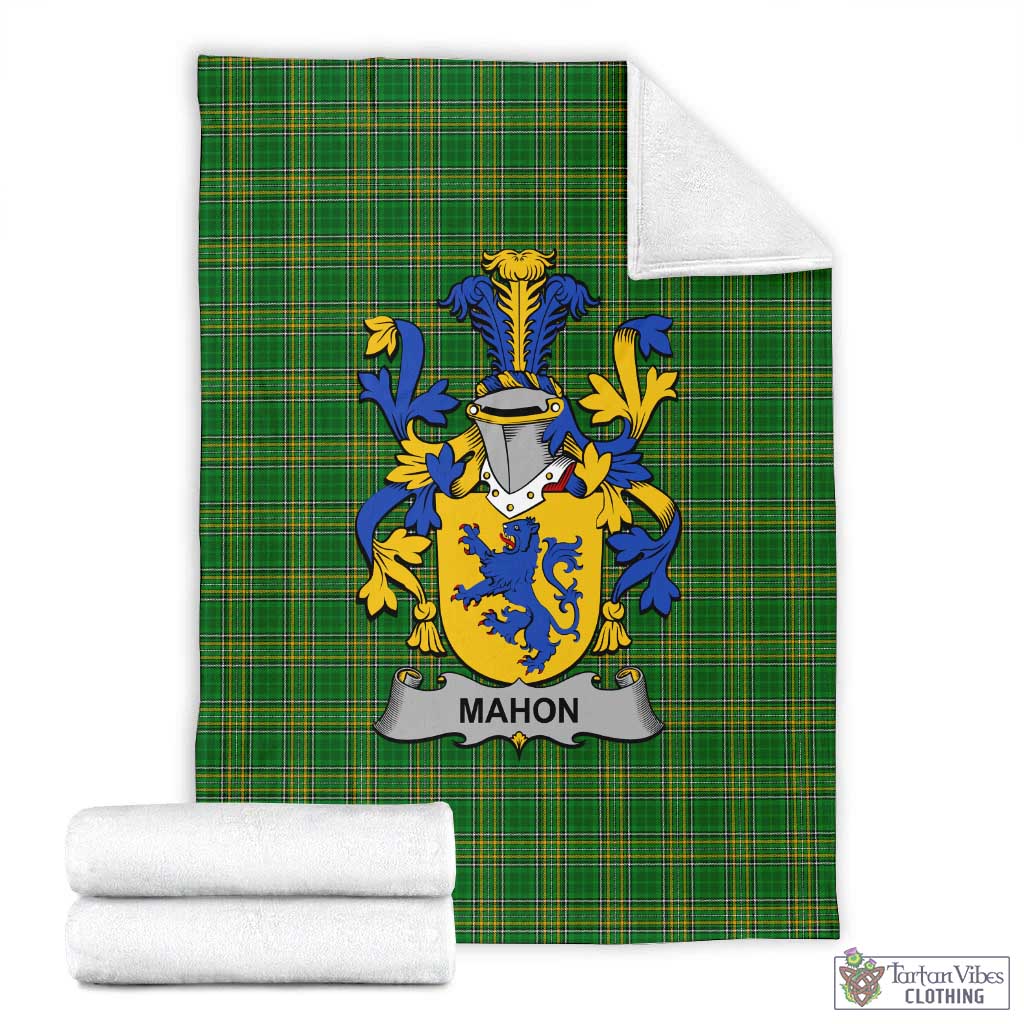 Mahon Irish Clan Tartan Blanket with Coat of Arms X-Large 59 x 79 inches 150 x 200 cm - Tartan Vibes Clothing