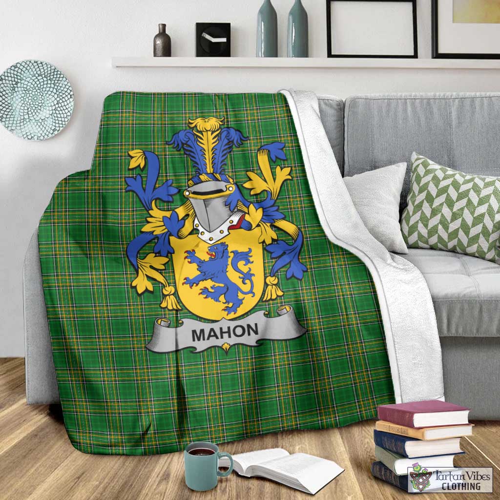 Mahon Irish Clan Tartan Blanket with Coat of Arms - Tartan Vibes Clothing