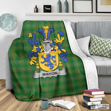 Mahon Irish Clan Tartan Blanket with Coat of Arms - Tartan Vibes Clothing