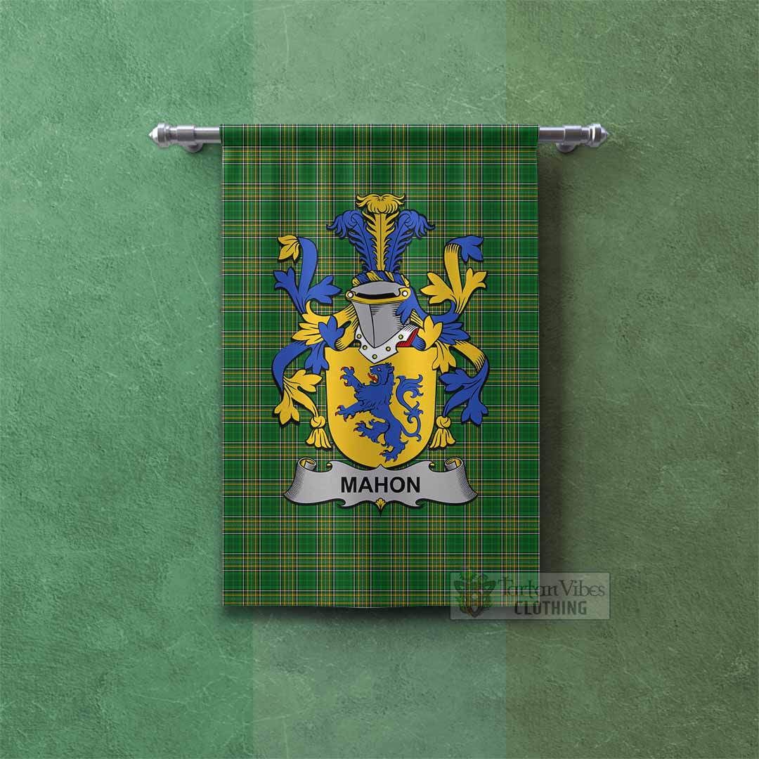 Tartan Vibes Clothing Mahon Irish Clan Tartan Gonfalon, Tartan Banner with Coat of Arms