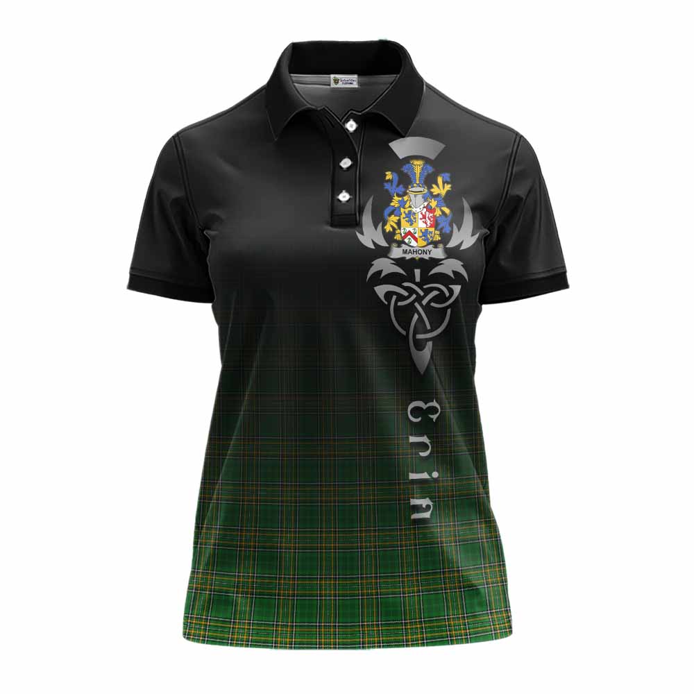Tartan Vibes Clothing Mahony Irish Clan Women's Polo Shirt with Coat of Arms Erin Go Bragh Celtic Inspired
