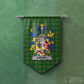 Mahony Irish Clan Tartan Gonfalon, Tartan Banner with Coat of Arms