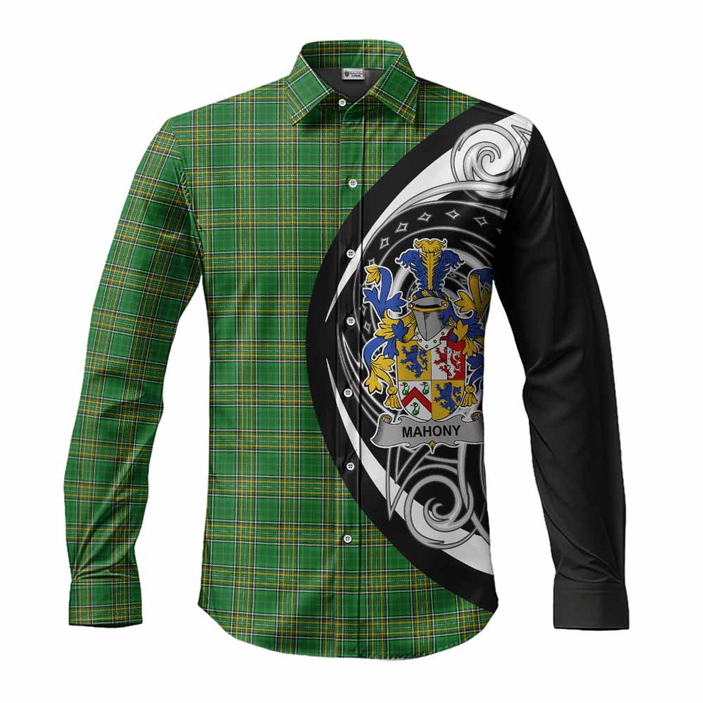 Tartan Vibes Clothing Mahony Irish Clan Long Sleeve Button Shirt Celtic Circle Style
