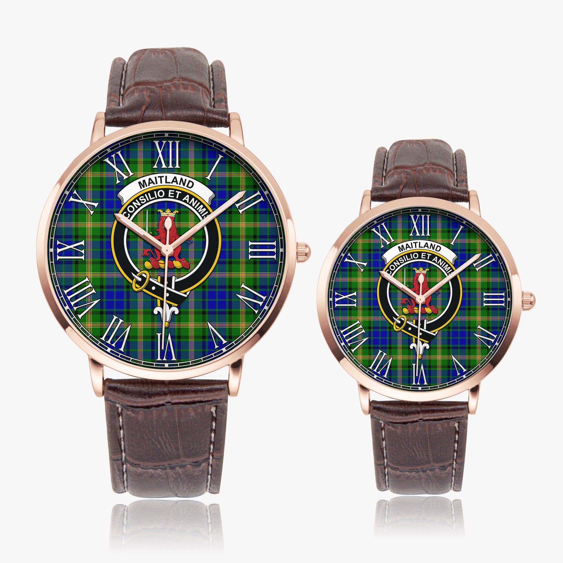 Maitland Tartan Family Crest Leather Strap Quartz Watch - Tartanvibesclothing