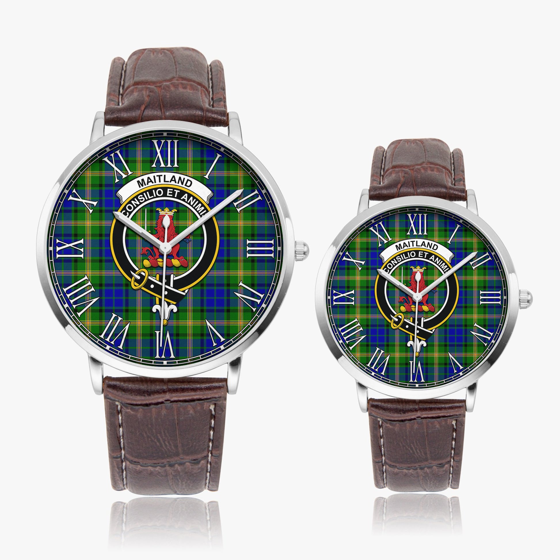 Maitland Tartan Family Crest Leather Strap Quartz Watch - Tartanvibesclothing