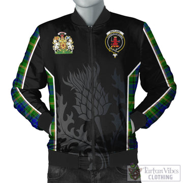 Maitland Tartan Bomber Jacket with Family Crest and Scottish Thistle Vibes Sport Style