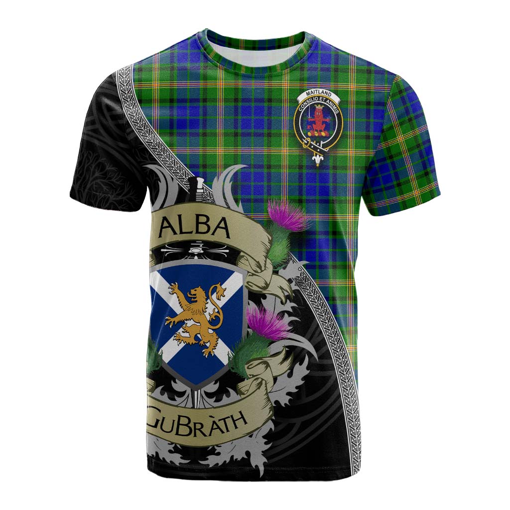 Tartan Vibes Clothing Maitland Tartan Family Crest Cotton T-shirt Lion Rampant Royal Thistle Shield Celtic Inspired