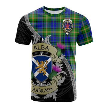 Maitland Tartan Family Crest Cotton T-shirt Lion Rampant Royal Thistle Shield Celtic Inspired