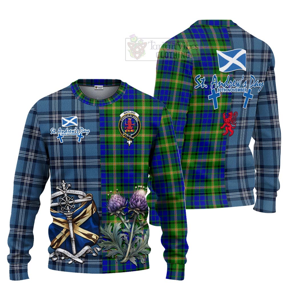 Tartan Vibes Clothing Maitland Tartan Knitted Sweater Happy St. Andrew's Day Half Tartan Style