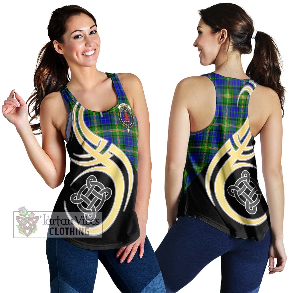 Maitland Tartan Women's Racerback Tanks with Family Crest and Celtic Symbol Style 4XL - Tartan Vibes Clothing