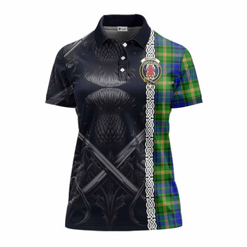 Tartan Vibes Clothing Maitland Tartan Women's Polo Shirt with Family Crest Cross Sword Thistle Celtic Vibes