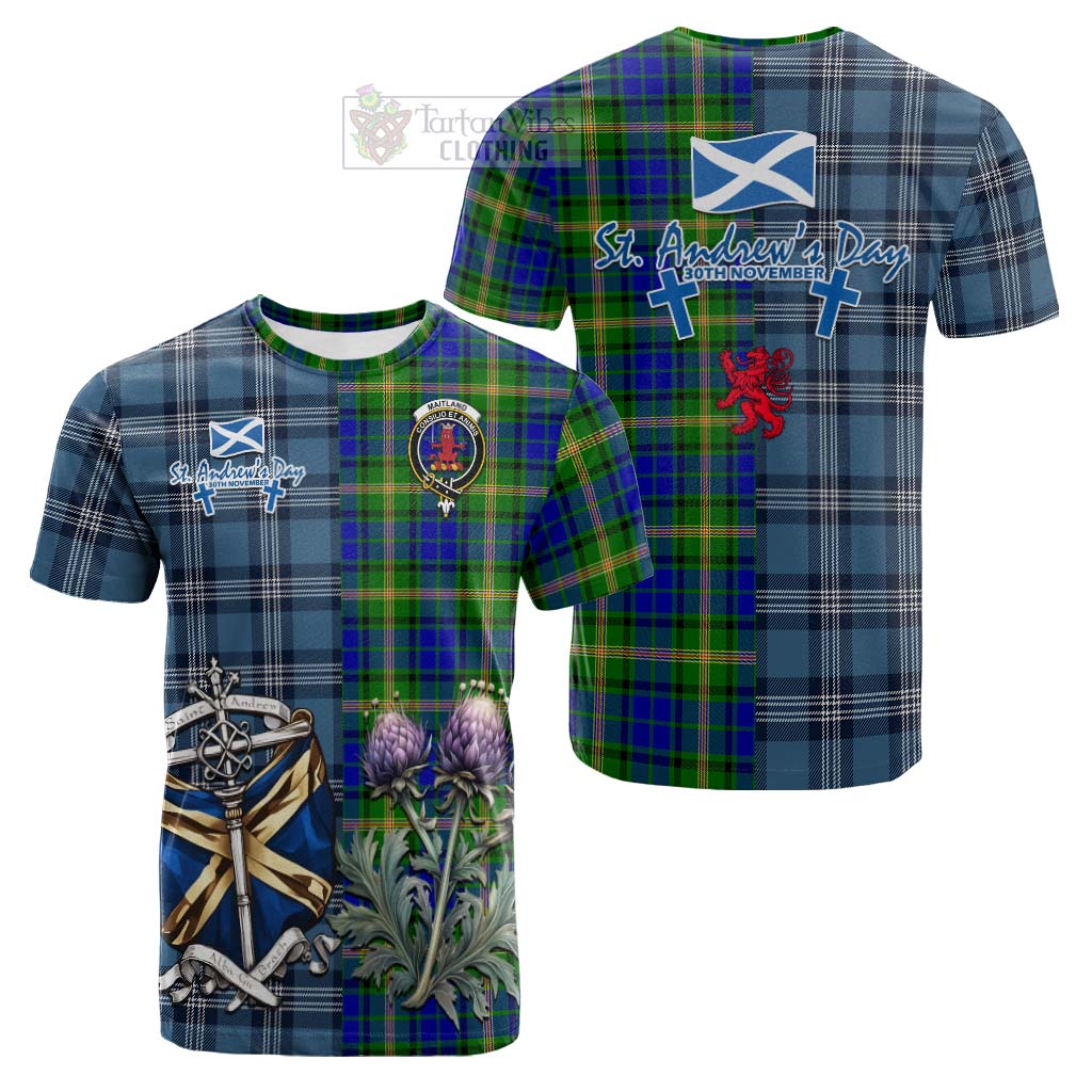 Tartan Vibes Clothing Maitland Tartan Cotton T-shirt Happy St. Andrew's Day Half Tartan Style