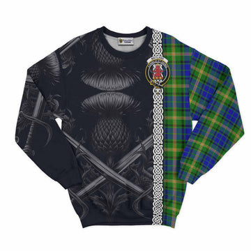 Tartan Vibes Clothing Maitland Tartan Sweatshirt with Family Crest Cross Sword Thistle Celtic Vibes