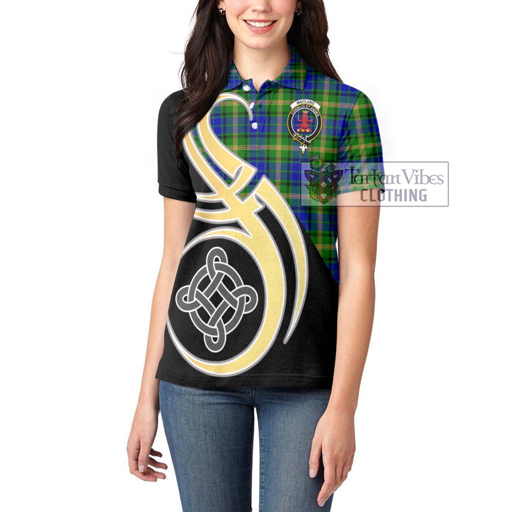Maitland Tartan Women's Polo Shirt with Family Crest and Celtic Symbol Style Women - Tartan Vibes Clothing