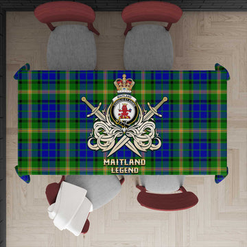 Tartan Vibes Clothing Maitland Tartan Tablecloth with Clan Crest and the Golden Sword of Courageous Legacy