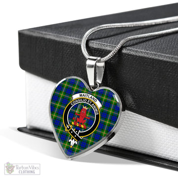 Maitland Tartan Heart Necklace with Family Crest