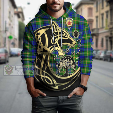 Maitland Tartan Hoodie with Family Crest Celtic Wolf Style