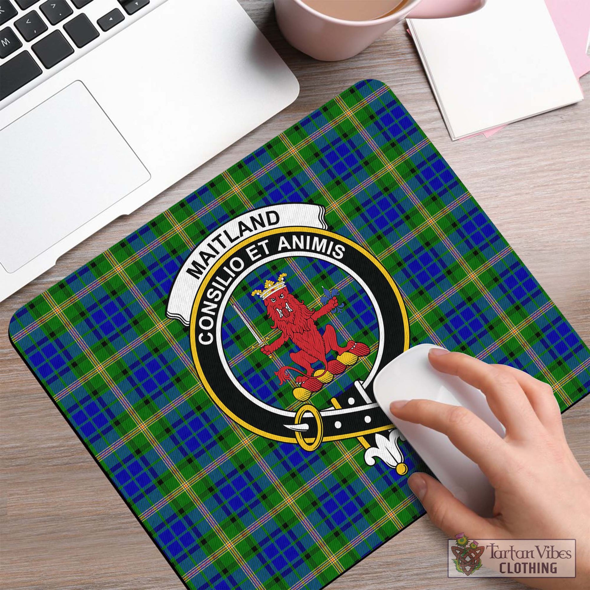 Tartan Vibes Clothing Maitland Tartan Mouse Pad with Family Crest