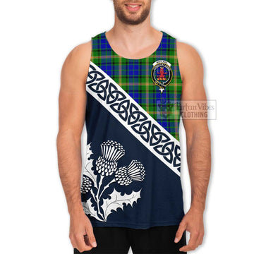 Tartan Vibes Clothing Maitland Tartan Men's Tank Top Featuring Thistle and Scotland Map