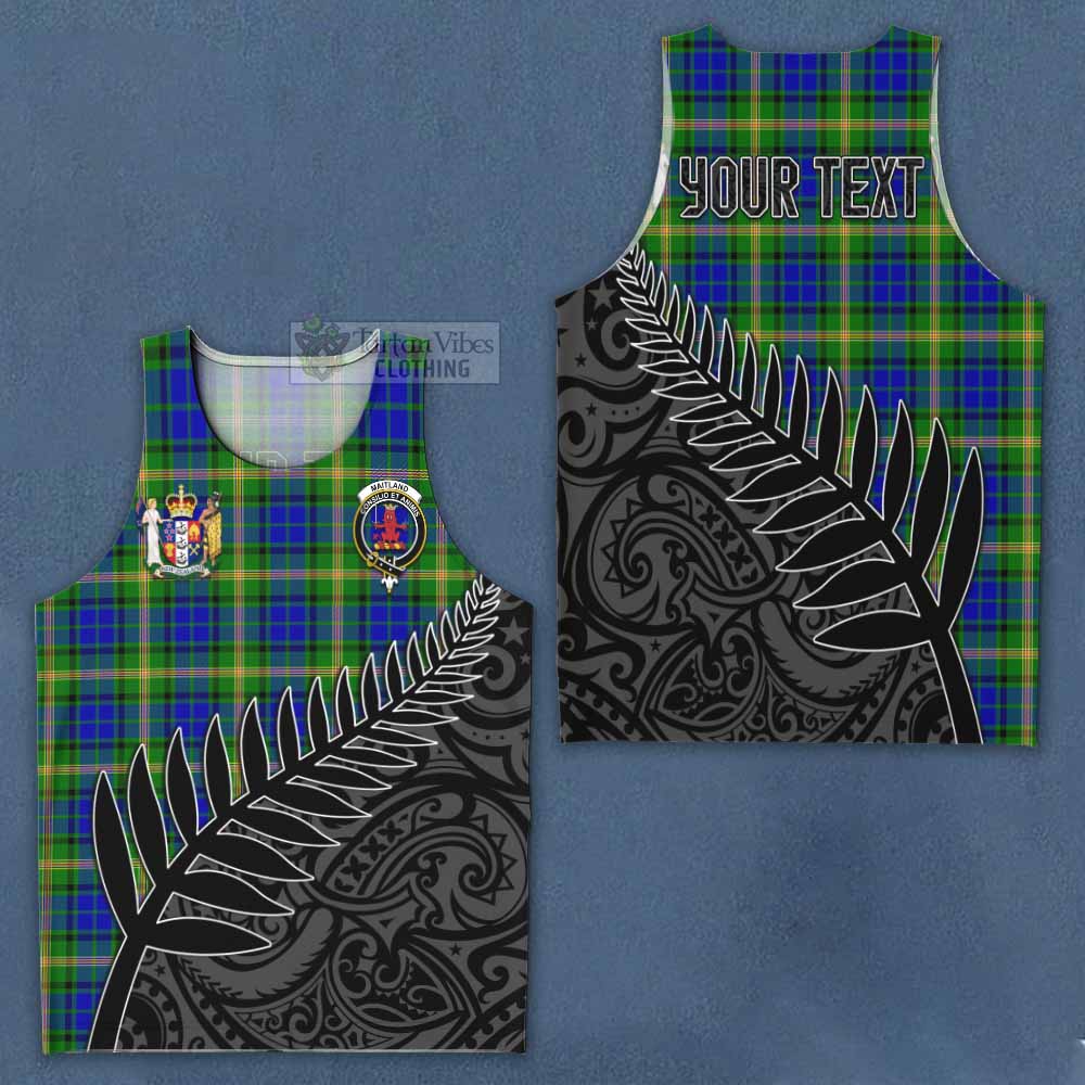 Tartan Vibes Clothing Maitland Crest Tartan Men's Tank Top with New Zealand Silver Fern Half Style