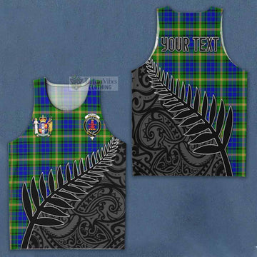 Tartan Vibes Clothing Maitland Crest Tartan Men's Tank Top with New Zealand Silver Fern Half Style