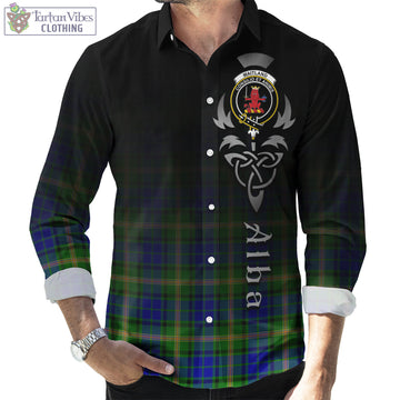 Maitland Tartan Long Sleeve Button Up Featuring Alba Gu Brath Family Crest Celtic Inspired
