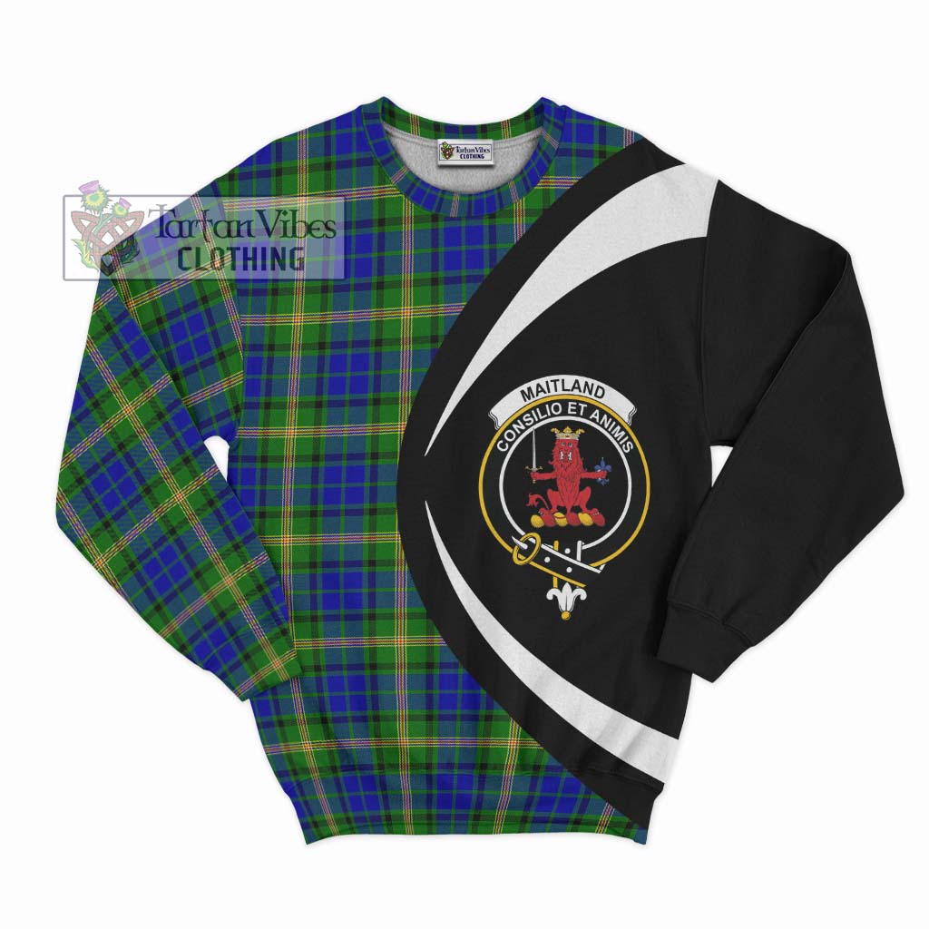 Maitland Tartan Sweatshirt with Family Crest Circle Style Unisex - Tartan Vibes Clothing
