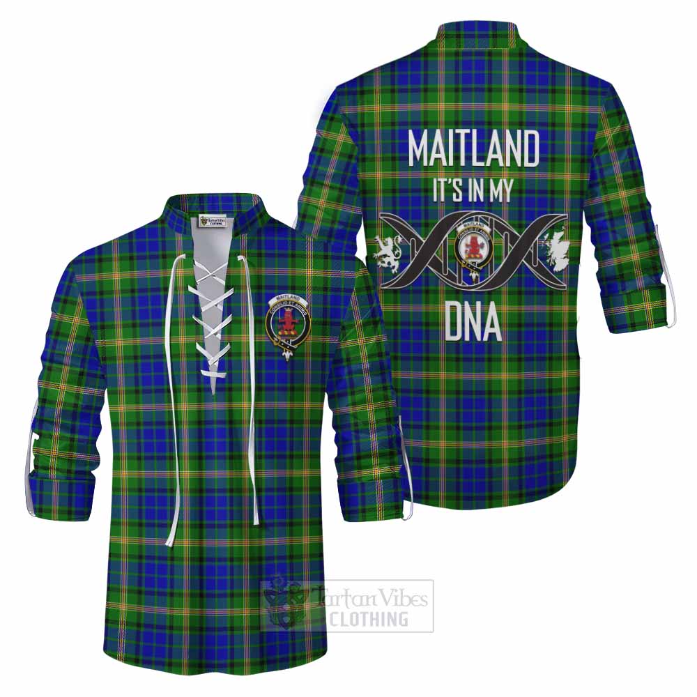 Tartan Vibes Clothing Maitland Tartan Ghillie Kilt Shirt with Family Crest DNA In Me Style