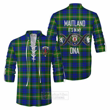 Tartan Vibes Clothing Maitland Tartan Ghillie Kilt Shirt with Family Crest DNA In Me Style